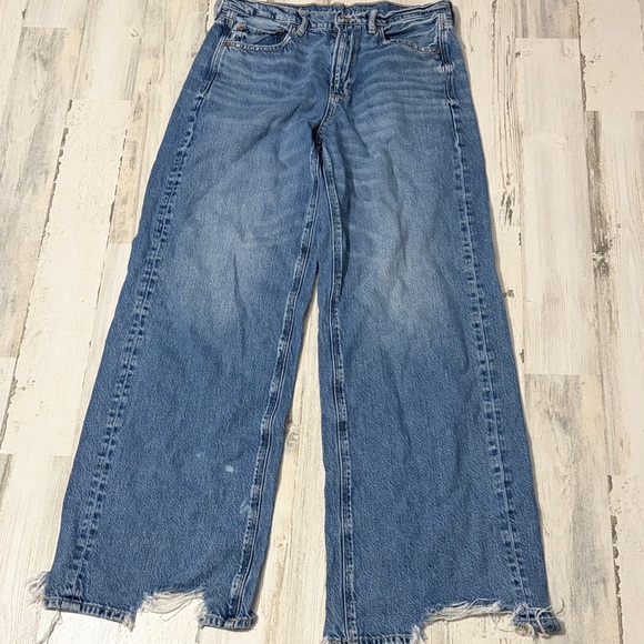American Eagle Outfitters Super High Rise Baggy Wide Leg Jeans Size 8 Long - Picture 5 of 16